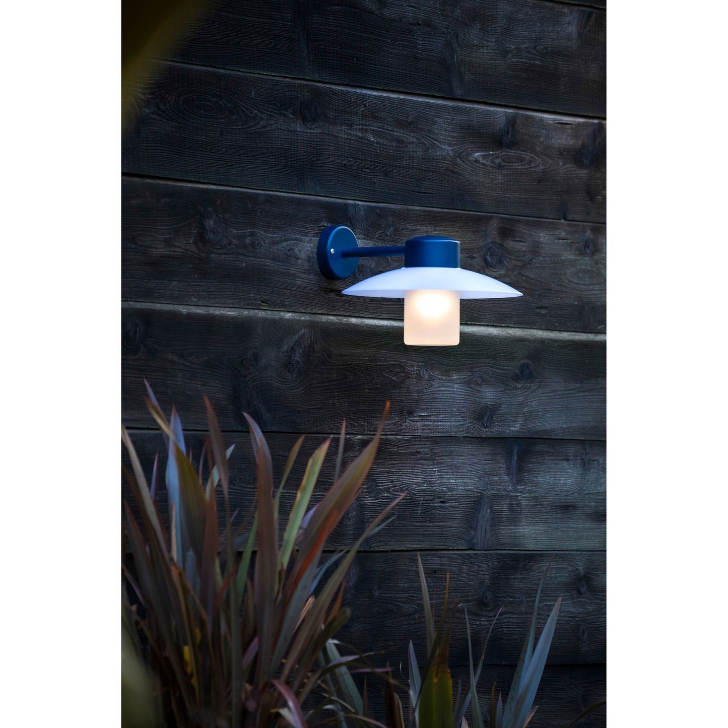 Aubanne Frosted Glass Downwards Wall Bracket with Flexible Polycarbonate Reflector