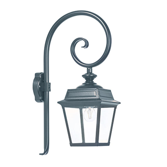 Place Des Vosges 1 Tradition Clear Glass Swan Neck Wall Bracket with Four-Sided Lantern