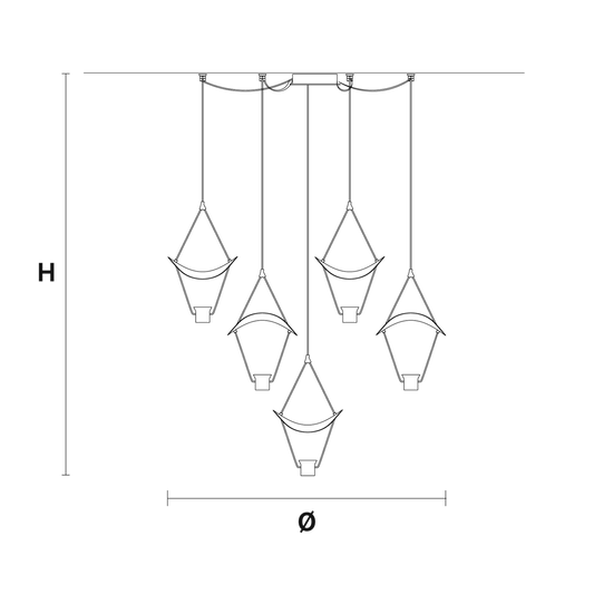 Vollee C5 P 5-Light LED Bar Pendant