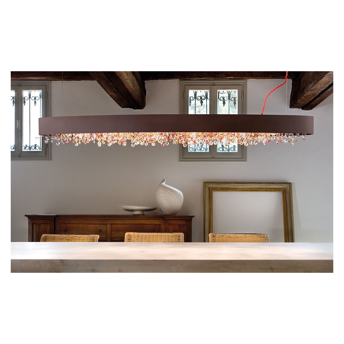 Ola S4 OV 100 Oval E14 Pendant with Colored Glass