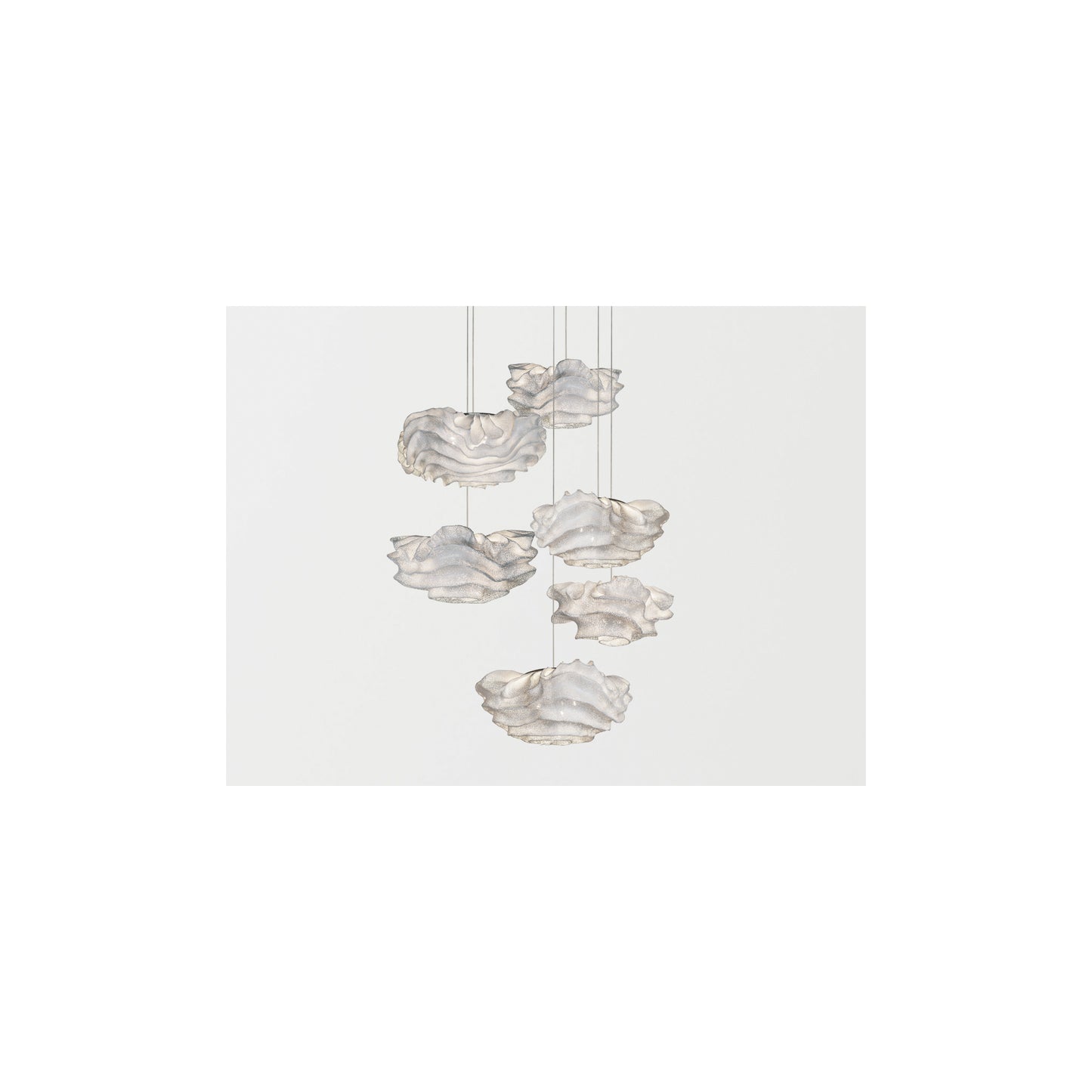 Nevo Six-Light Pendant with Unique Organic Flower Shaped Hand Moulded Curves