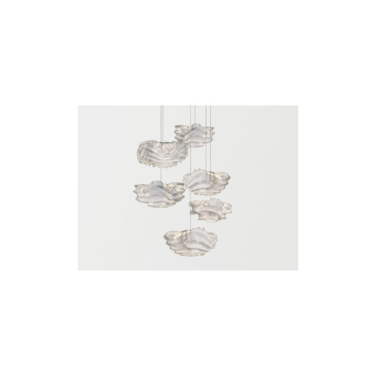 Nevo Six-Light Pendant with Unique Organic Flower Shaped Hand Moulded Curves
