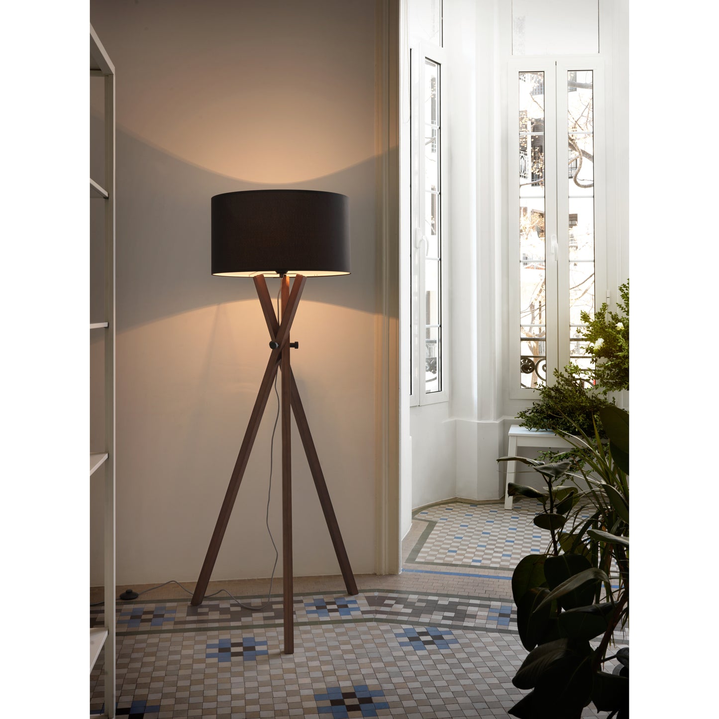 Cot Walnut Floor Lamp Including Shade
