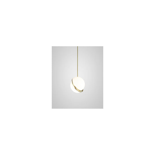 Crescent Single Pendant Brushed Brass with Opal Acrylic