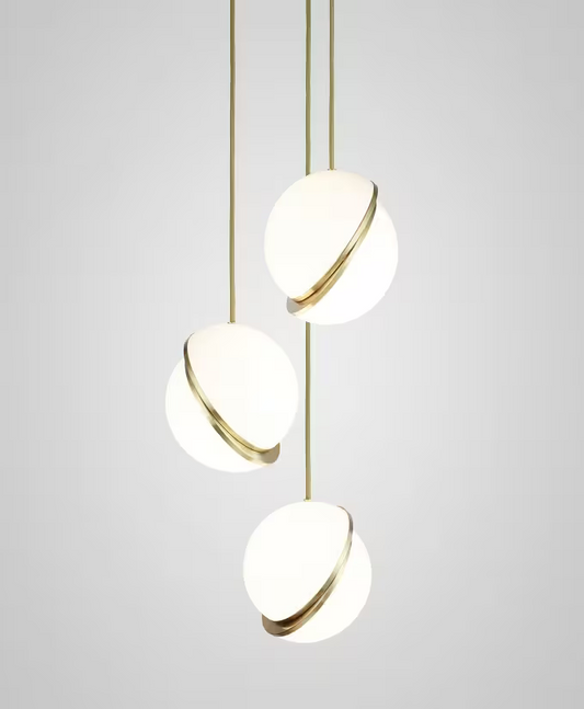 Crescent Mini 3-Light Pendant Brushed Brass with Opal Acrylic