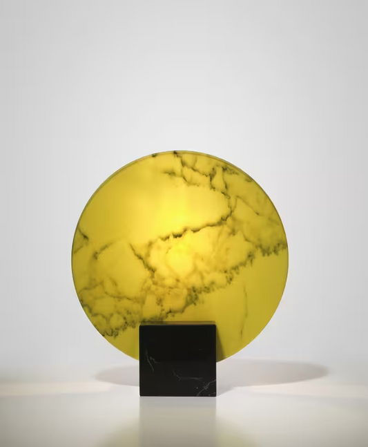 Acid Marble Table Lamp with Yellow Glass