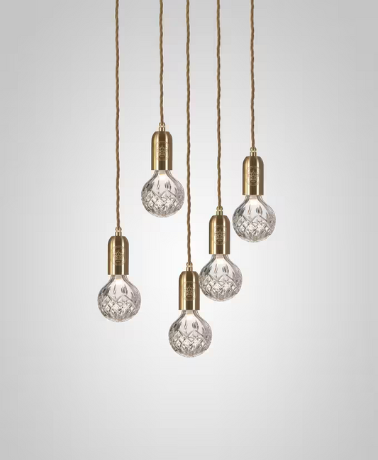 Crystal Bulb 5-Light Clear Glass LED Pendant