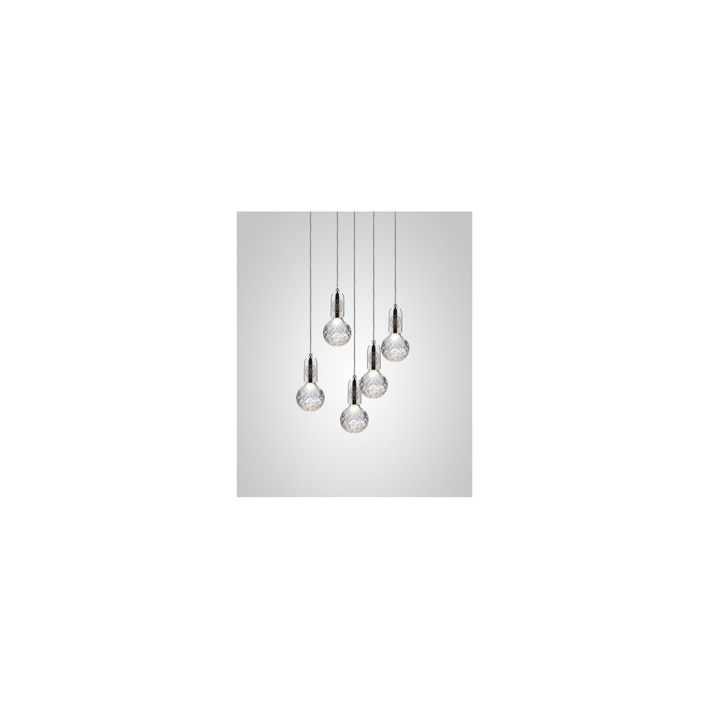 Crystal Bulb 5-Light Clear Glass LED Pendant