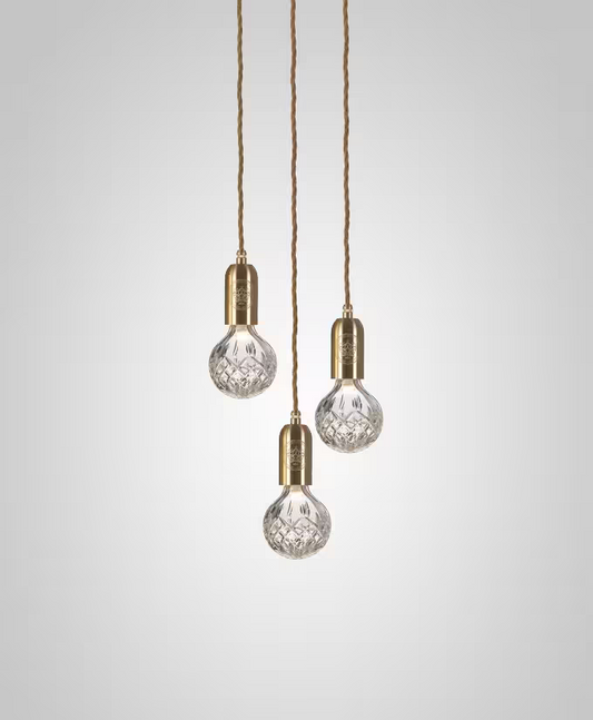 Crystal Bulb 3-Light Clear Glass LED Pendant