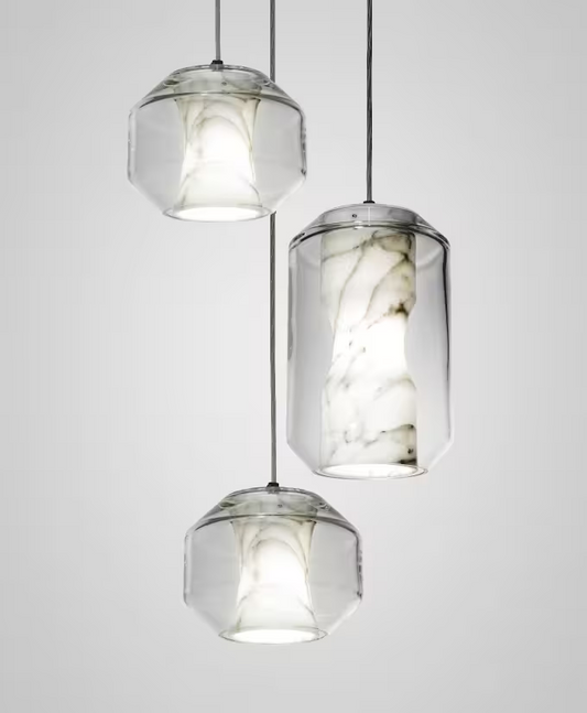 Chamber 3-Light LED Pendant with Carrara Marble
