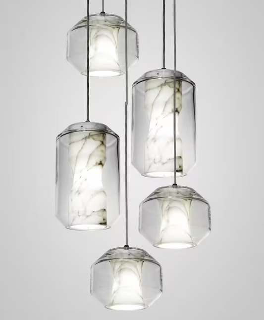 Chamber 5-Light LED Pendant with Carrara Marble