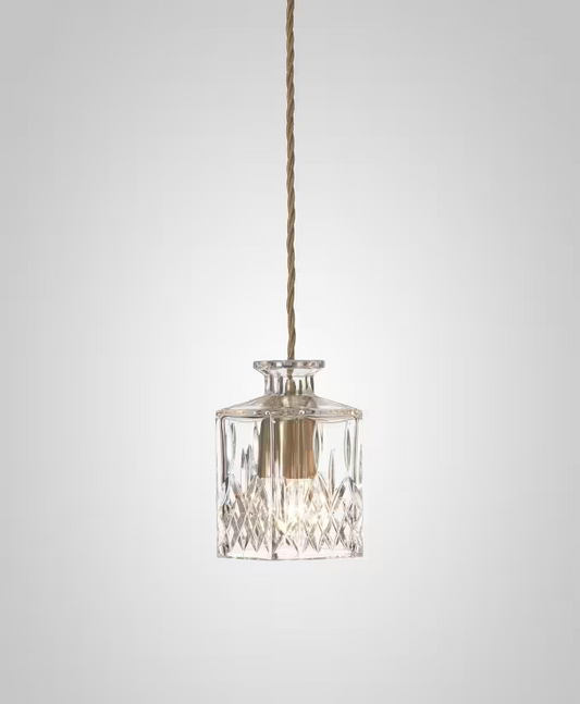 Decanterlight Square Single LED Pendant with Lead Crystal