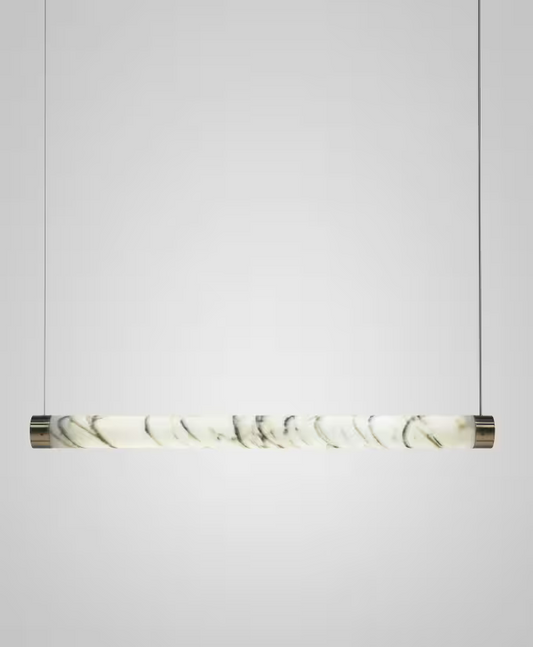 Tube Light LED Linear Pendant with Carrara Marble