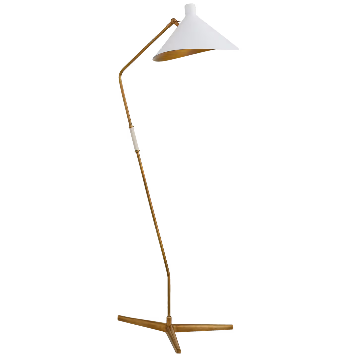 Mayotte Large Offset Floor Lamp in Hand-Rubbed Antique Brass
