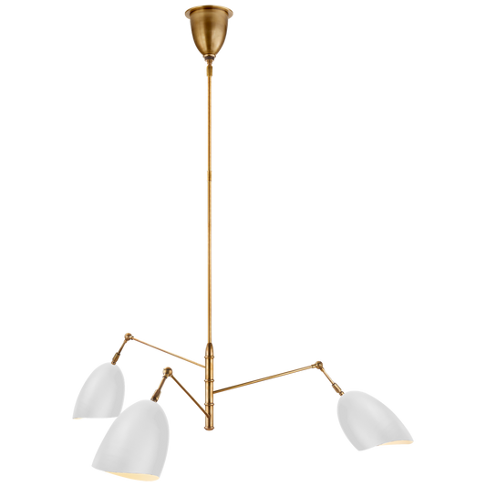 Sommerard Triple-Arm Chandelier in Hand-Rubbed Antique Brass
