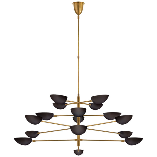 Graphic Grande Four-Tier Chandelier in Hand-Rubbed Antique Brass