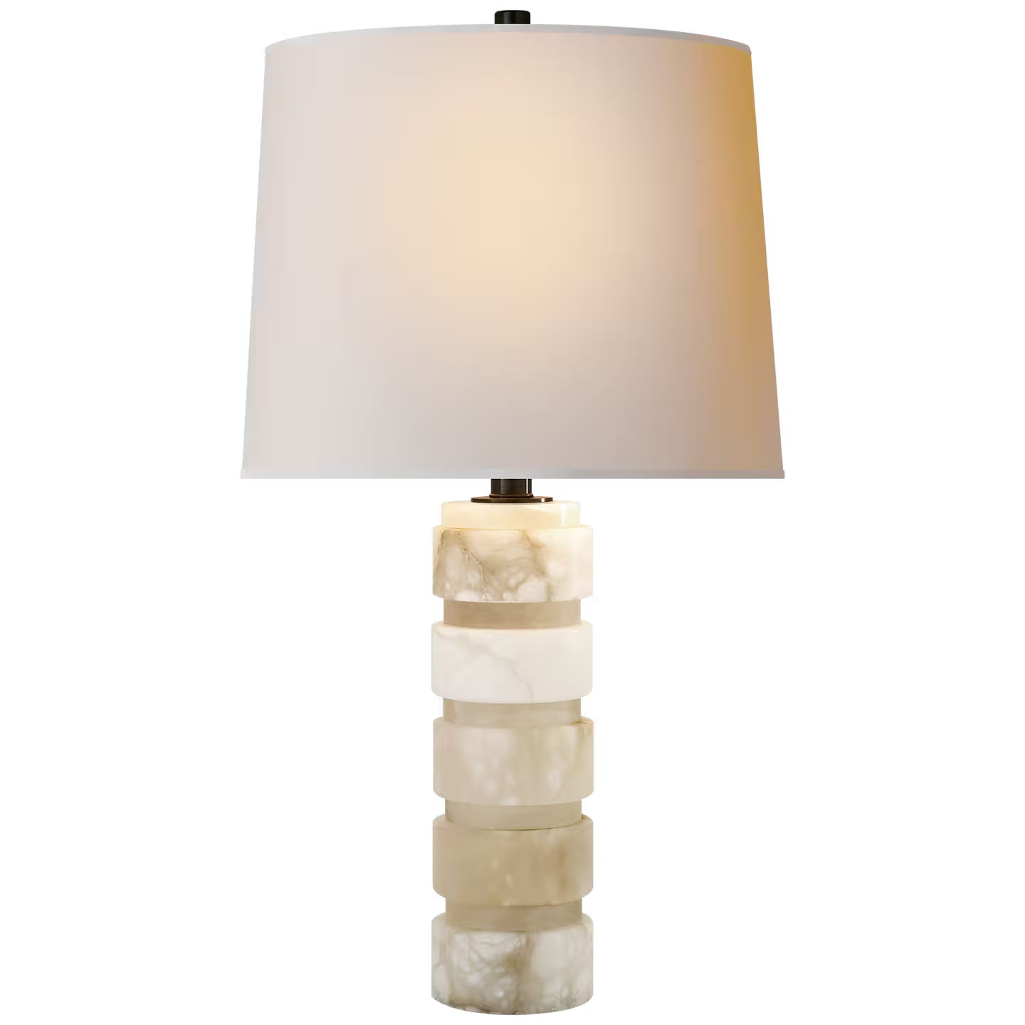 Round Chunky Stacked Table Lamp in Alabaster