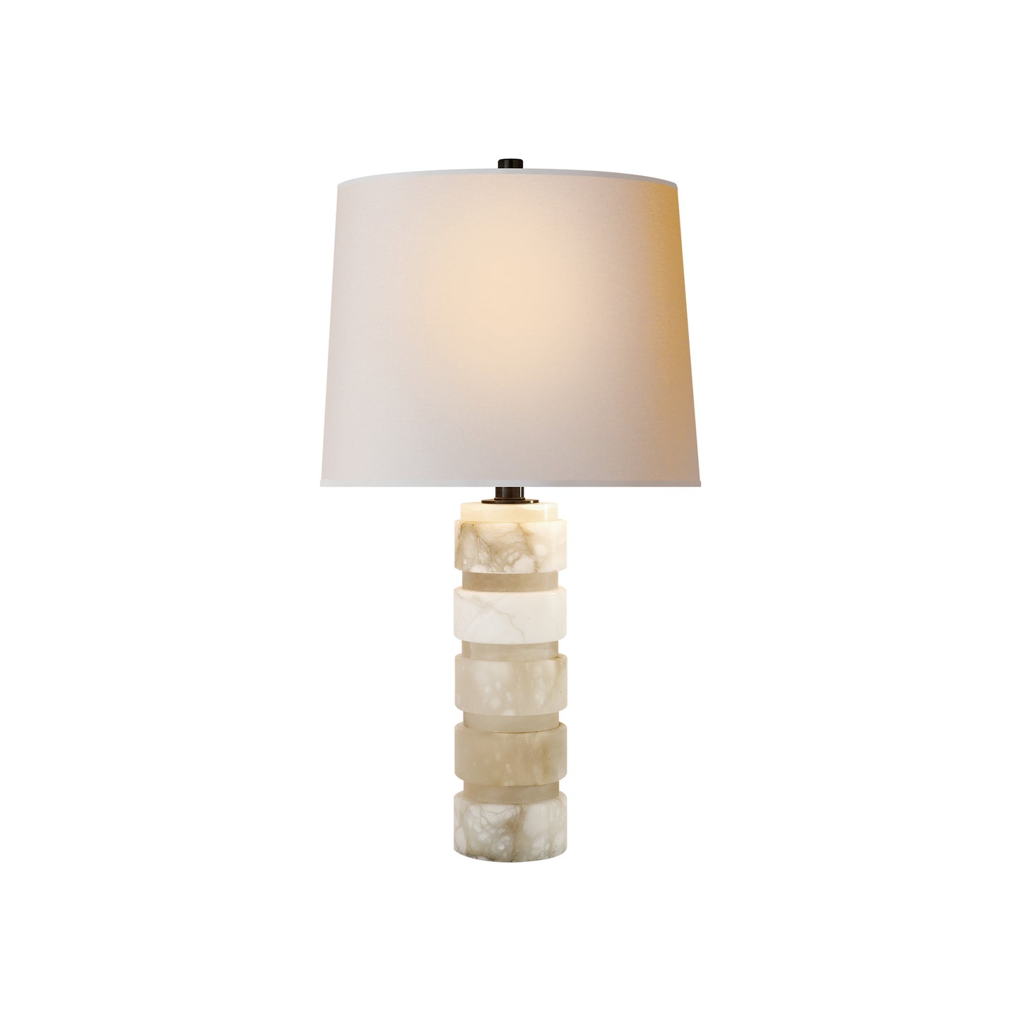 Round Chunky Stacked Table Lamp in Alabaster