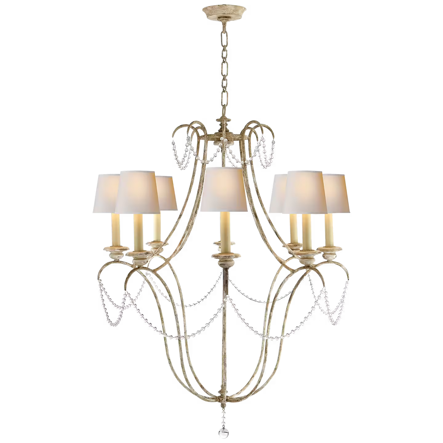 Montmarte Chandelier in Old White and Glass