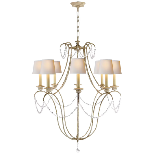 Montmarte Chandelier in Old White and Glass