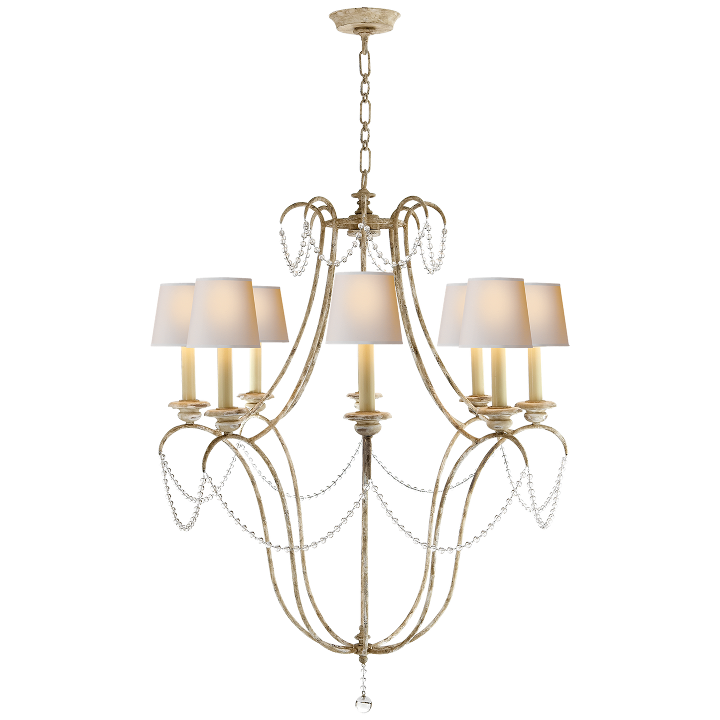 Montmarte Chandelier in Old White and Glass