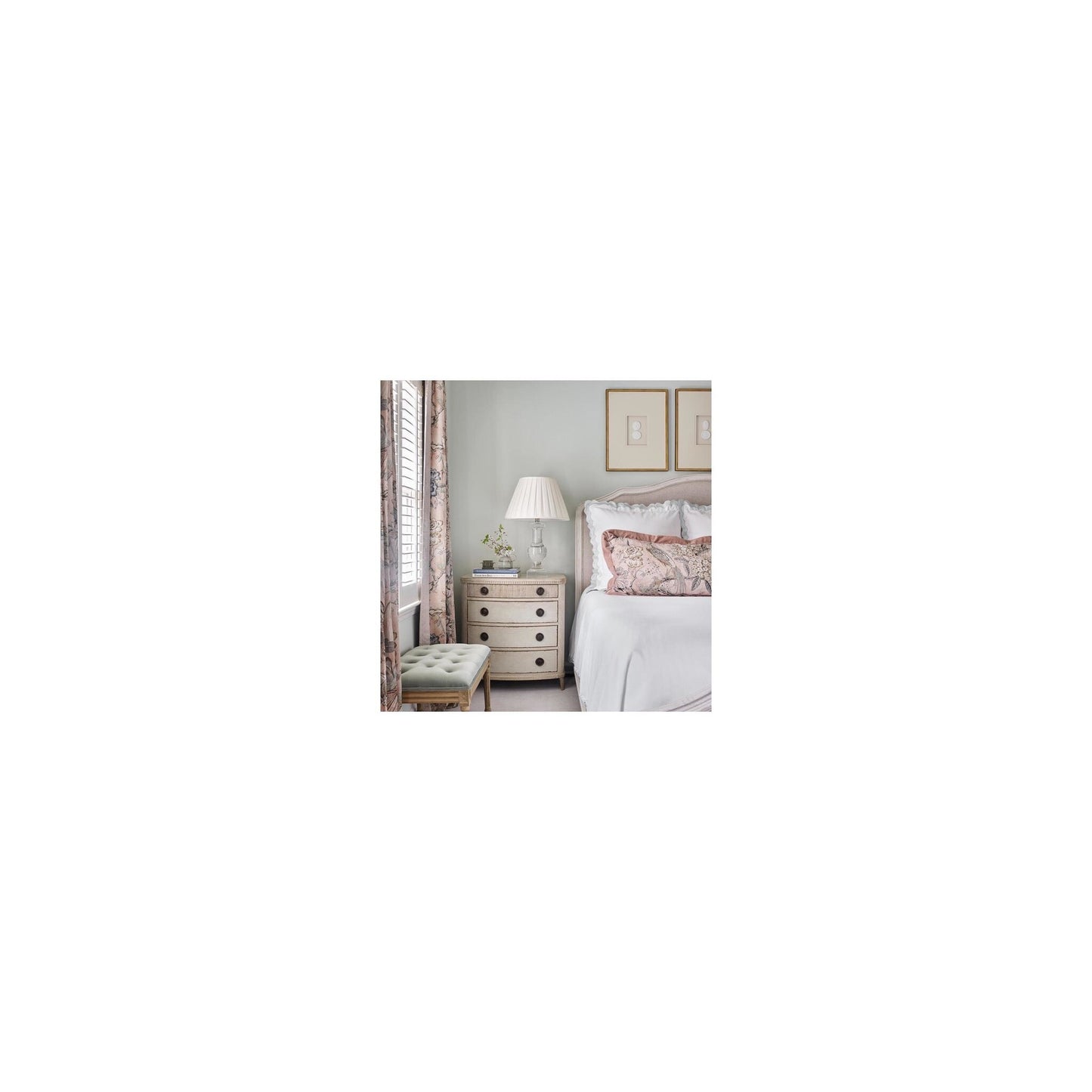 Balustrade Round Medium Table Lamp Crystal with Natural Paper Shade