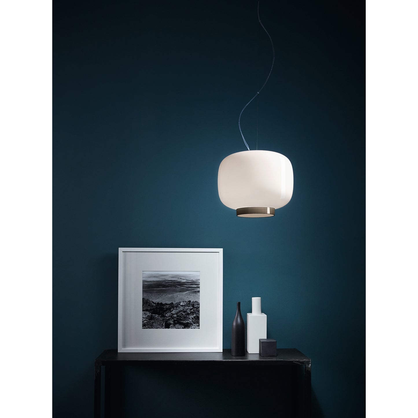 Chouchin 1 Reverse Blown Glass Pendant White
