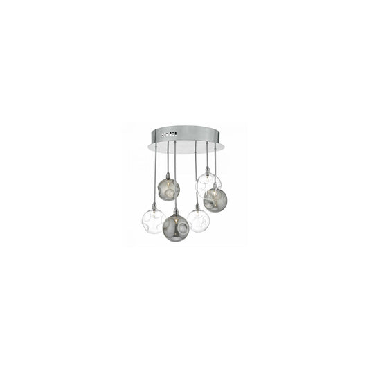 Quinn 6-Light Semi Flush Polished Chrome with Smoked & Clear Glass