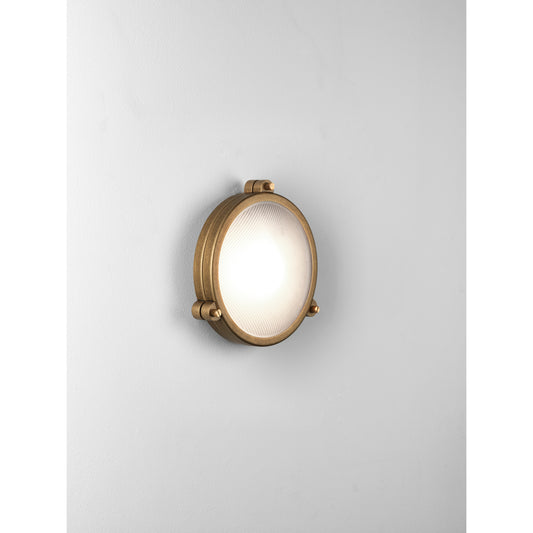 Malibu Coastal Round Exterior Wall Light Antique Brass