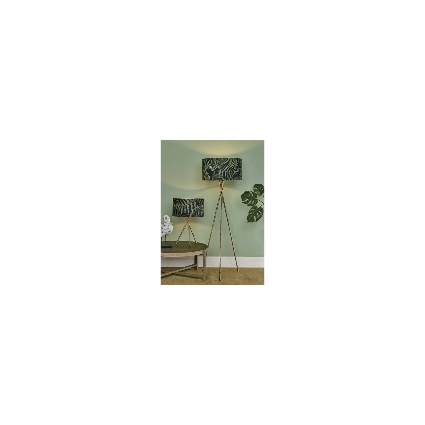 Bamboo Floor Lamp in Antique Brass