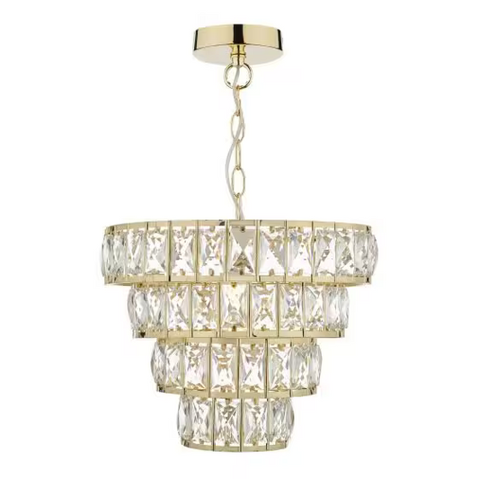 Cerys 1-Light 4 Tier Pendant Crystal & Gold