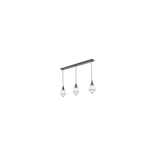 Gianni 3 Light Bar Pendant Black, Polished Chrome & Glass