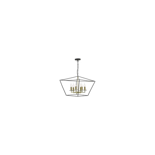 Gretchen 6-Light Pendant Matt Black & Polished Brass