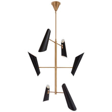 Franca Tall Pivoting Chandelier in Hand-Rubbed Antique Brass