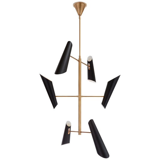 Franca Tall Pivoting Chandelier in Hand-Rubbed Antique Brass
