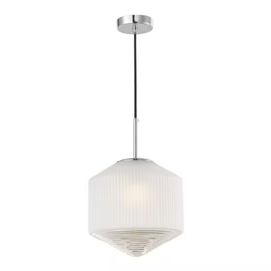Nisha 1-Light Pendant Polished Chrome with Frosted/Clear Glass