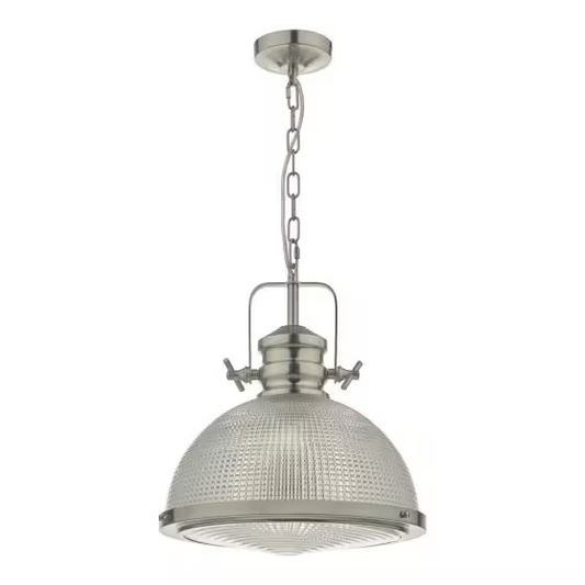 Peyton 1-Light Pendant Satin Nickel with Textured Glass