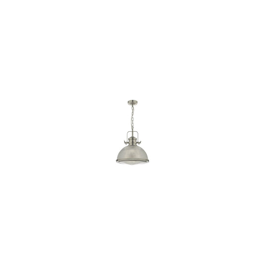 Peyton 1-Light Pendant Satin Nickel with Textured Glass