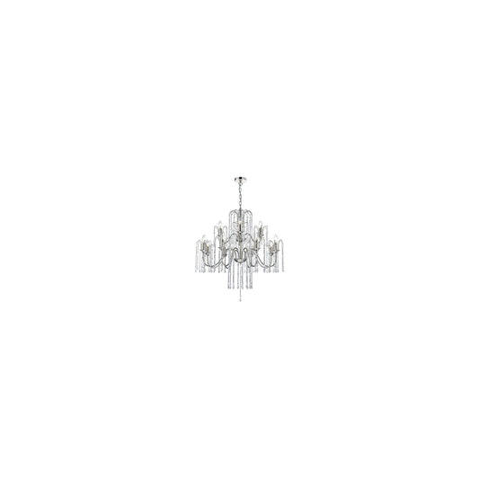 Daniella 12-Light Chandelier Polished Nickel with Crystal Beads