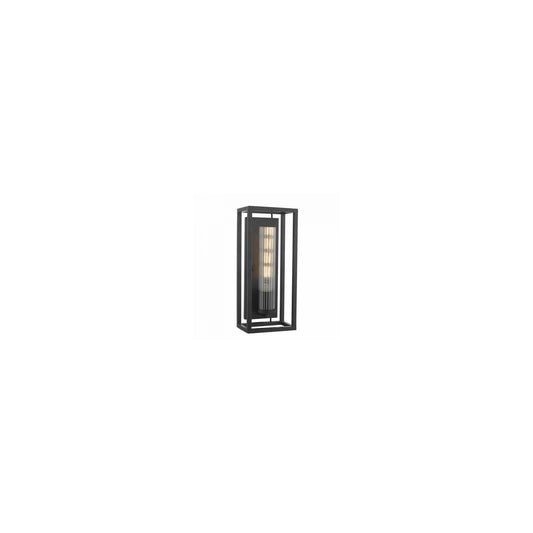 Felipe Wall Light Black & Ribbed Glass