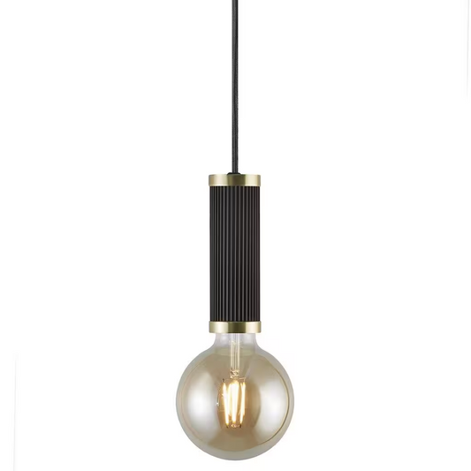 Galloway Single Pendant Black & Brass