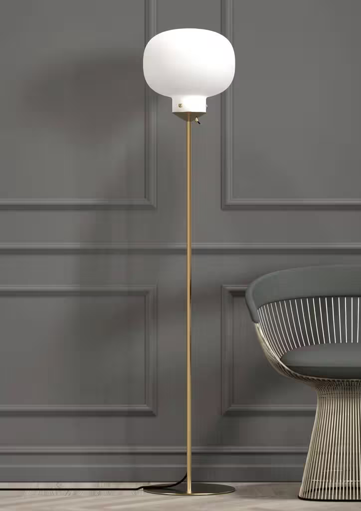 Raito Floor Lamp Brass & Opal Glass