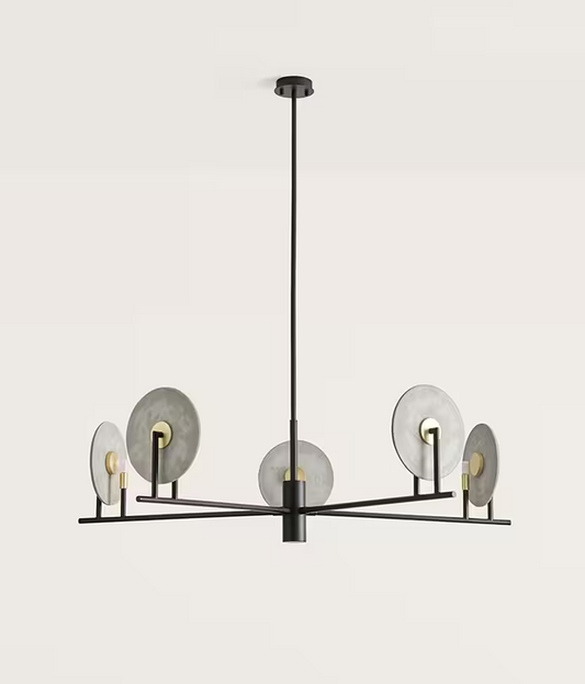 Erto 5-Light Chandelier Matt Black with Brass Details