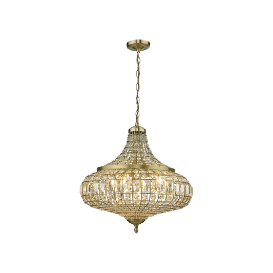 Asmara 6-Light Pendant Antique Brass with Crystal