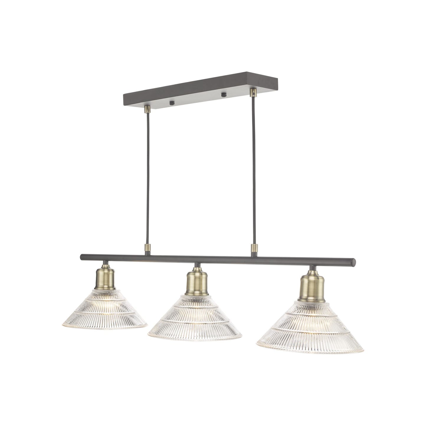 Boyd 3-Light Bar Pendant Antique Brass with Glass Shade