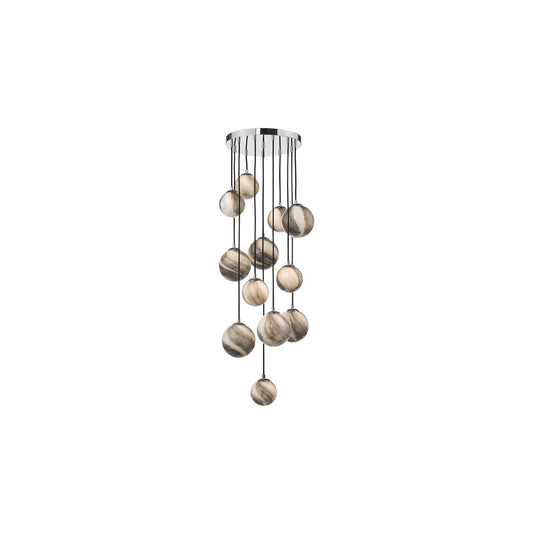 Mikara 12-Light Cluster Pendant Polished Chrome 1.5M