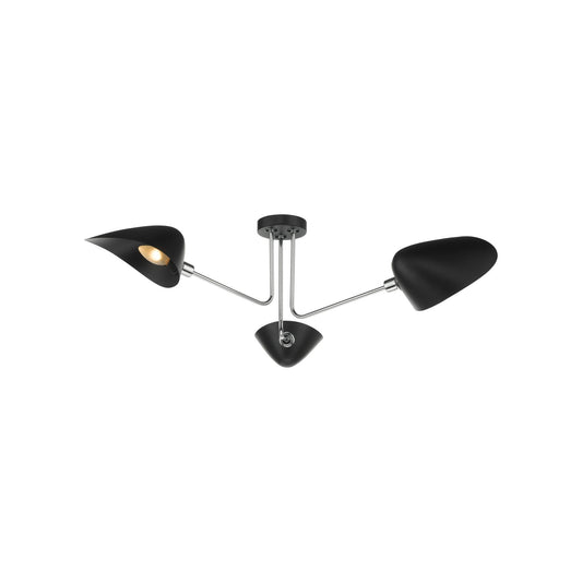 Sebastian 3-Light Semi Flush Matt Black & Polished Chrome