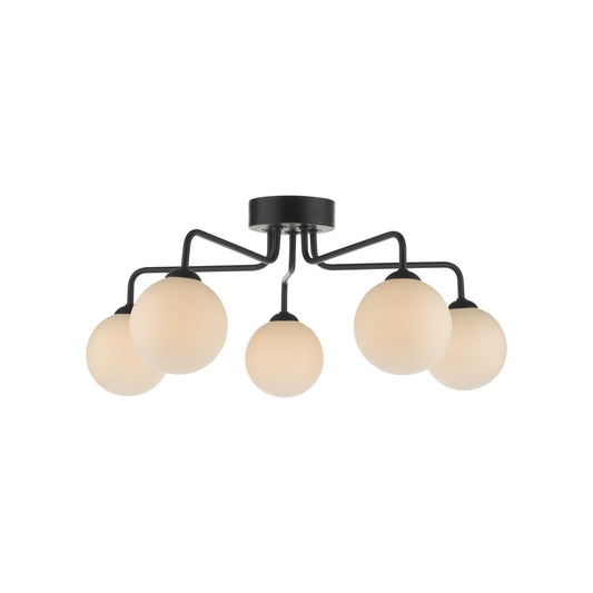 Feya 5-Light Semi Flush Matt Black