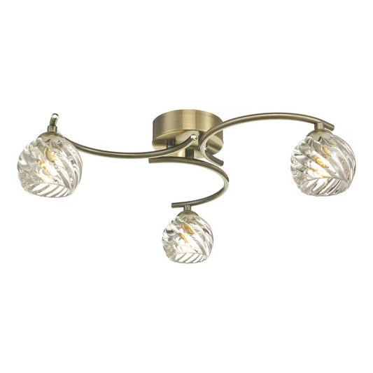 Nakita 3-Light Twisted Glass Semi Flush