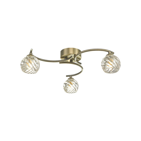 Nakita 3-Light Twisted Glass Semi Flush